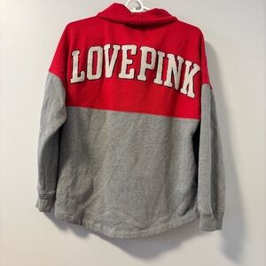 PINK Victoria's Secret Colorblock Hoodie - Red and Gray XS